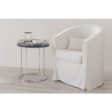 LYON, Ledertablett rund, grau, mit St舅der vernickelt, H.56cm,D.